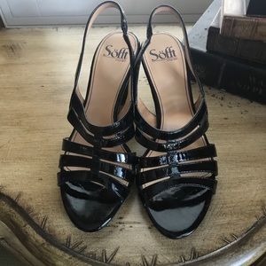 Sofft Black Patent “Jenna” Heeled Sandal